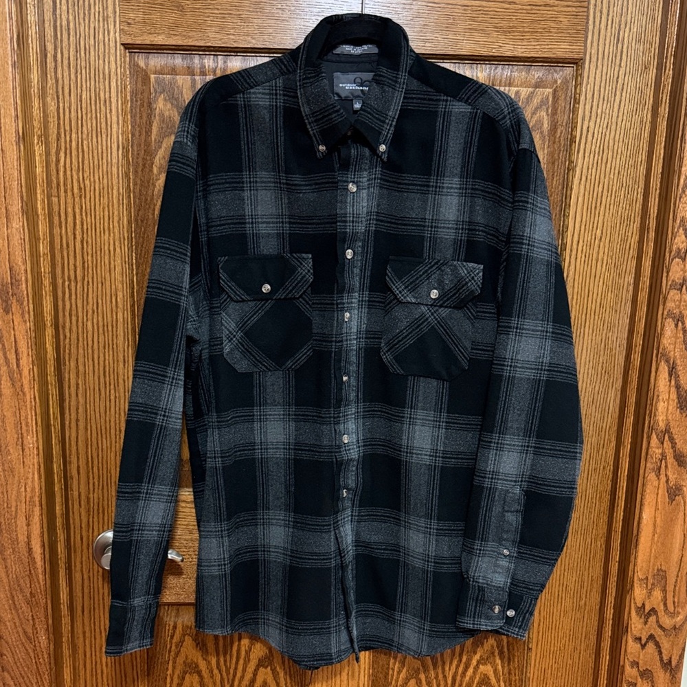 Classic Black and Gray Plaid Button-Down Flannel